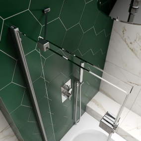 Kudos Baths - Inspire 2 Panel In Fold Bath Screen 8mm 875mm LH