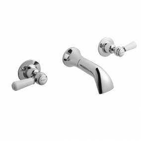 Bayswater Taps & Wastes - 3-Hole Wall Mounted Basin Mixer With Spout Lever