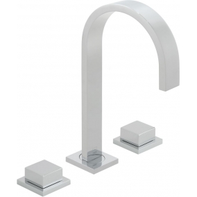 Vado Taps & Wastes - Geo Square Handle 3 Hole Deck Mounted Basin Mixer