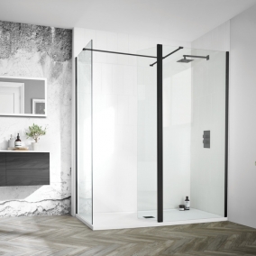 Aquadart Shower Enclosures - Wetroom 8 Flipper Panel 300mm Matt Black