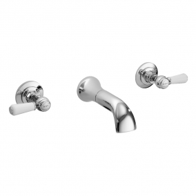 Bayswater Taps & Wastes - 3-Hole Wall Mounted Basin Mixer With Spout Lever