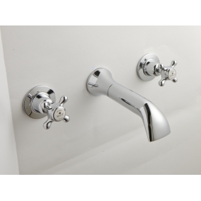 B.C.Designs Taps & Wastes - Victrion Crosshead 3-Hole Wall Bath Filler With Spout