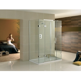 Aquadart Shower Enclosures - Inline Hinged 3 Sided Door 1600 x 900mm