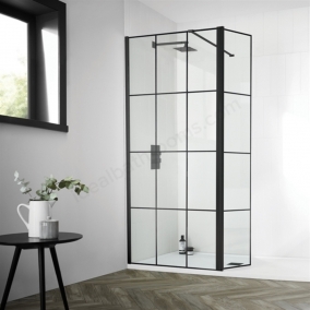 Aquadart Shower Enclosures - Wetroom 8 Flipper Panel 300mm LH Matt Black Matrix