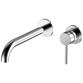 Armera Taps & Wastes - Oculus Wall Mounted Basin Mixer - Brushed Stainless Steel