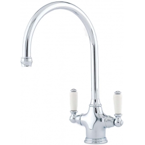 Sterling Taps & Wastes - P&R Phoenician Monobloc With Twin Porcelian Handles & Rinse