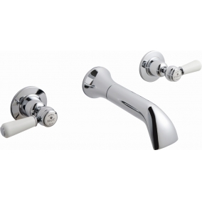 B.C.Designs Taps & Wastes - Victrion Lever 3-Hole Wall Basin Filler With Spout