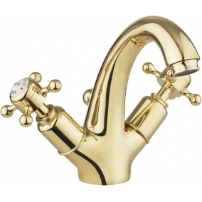 Crosswater Taps & Wastes - Belgravia Deck Mounted Crosshead High Neck Mono Basin
