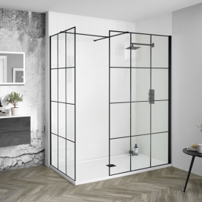 Aquadart Shower Enclosures - Wetroom 8 Panel 1200mm Matt Black Matrix