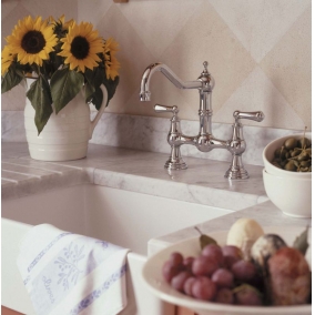 Sterling Taps & Wastes - P&R Provence 2 Hole Sink Mixer With Crosshead Handles