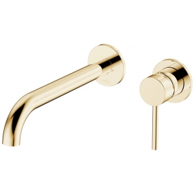 Armera Taps & Wastes - Oculus Wall Mounted Basin Mixer - Brushed Gold
