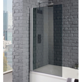 Aquadart Bath Screens - Venturi 8 Square Edge Bath Screen 1400 x 800mm Smoked Glass