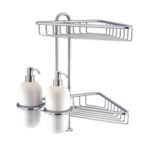 Crosswater Accessories - Solo Corner Wire Basket Double - Ceramic