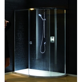 Matki Shower Enclosures - Radiance Curved Off Corner Surround & Raised Tray 1480mm LH