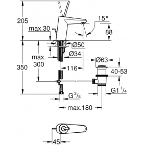Grohe Taps & Wastes - Eurodisc Joystick Basin Mixer 1/2'' S-Size