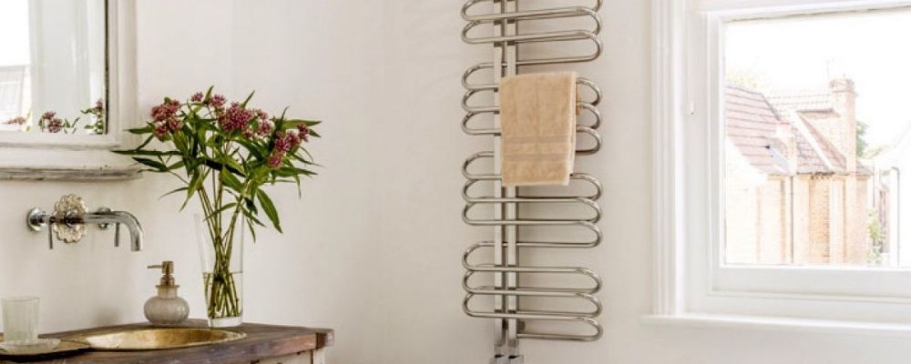 Designer Stainless steel towel rail in bathroom