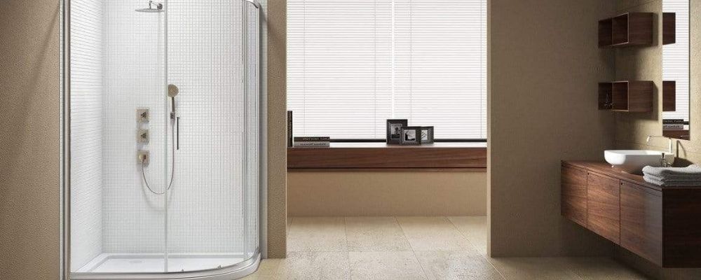 Offset quadrant shower enclosure with sliding door