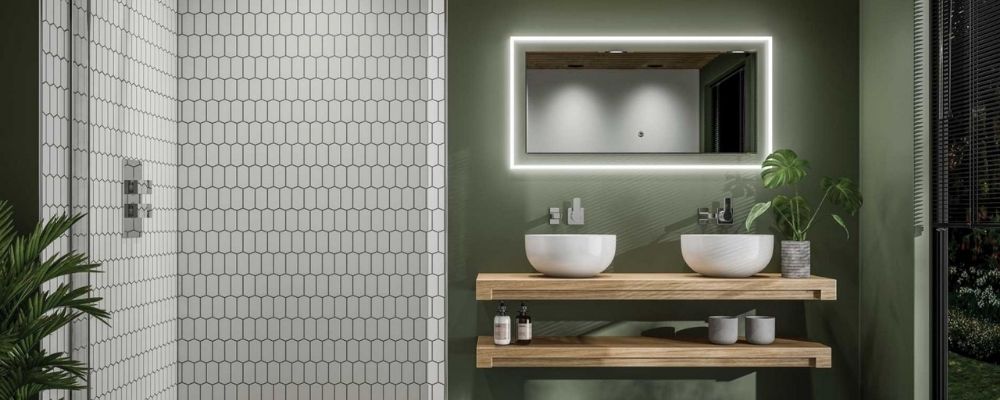 HIB 1200mm Illuminated mirror with glass frame