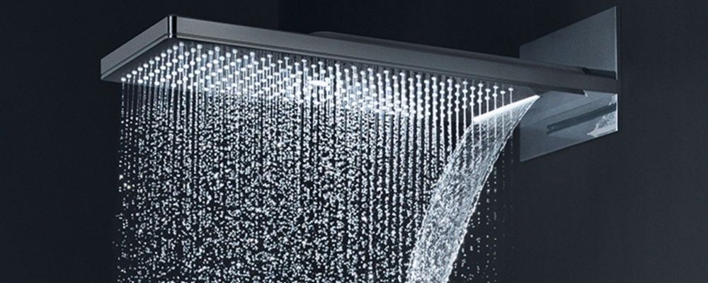 Fixed head with rain and waterfall function