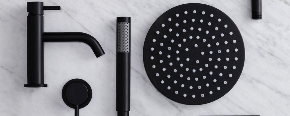 Crosswater MPro black shower head and handshower