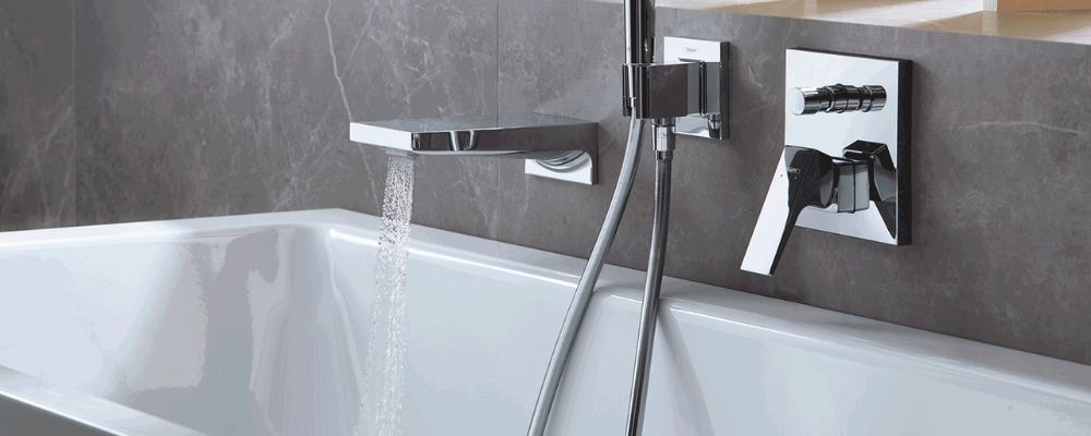 Wall mounted bath shower mixer with spout