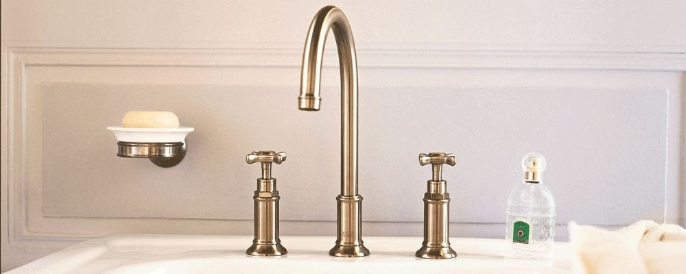 Axor brushed bronze three hole basin mixer